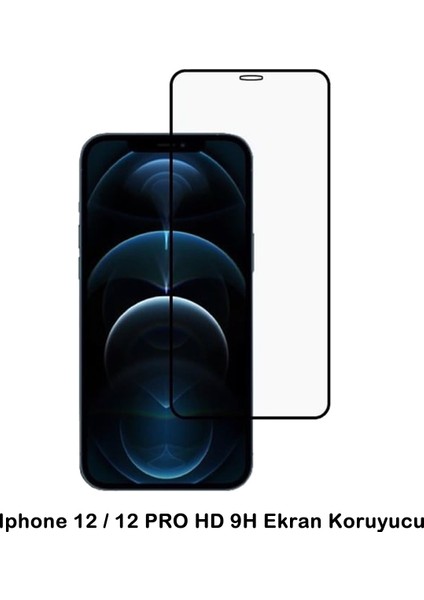 Apple iPhone 12 / 12 Pro Tam Ekran Siyah Hd 9h Kırılmaz Cam