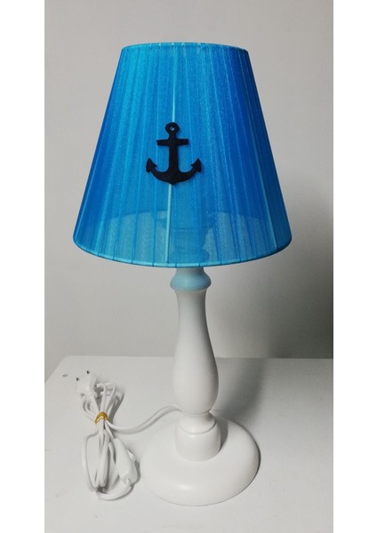 Denizci Beyaz Ahşap Ayaklı Abajur,çapa Dümen Abajur fiyatları