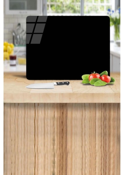 30X40 cm Cam Kesme Tahtası Düz Siyah