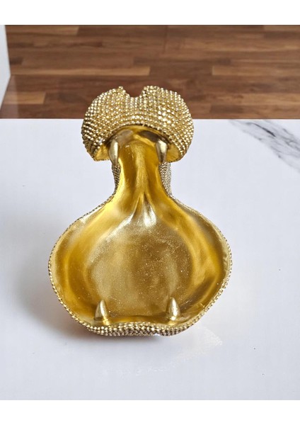 Taşlı Su Aygırı Takı ve Anahtar Tabağı – Altın Renk, Dekoratif Tabak (25X20 Cm) modelleri