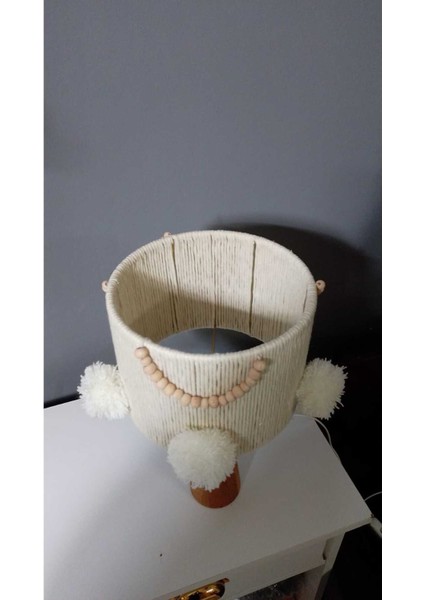 Ekru Makrome Ahşap Abajur Ahşap Boncuk Abajur Çocuk Odası Abajur Bebek Odası Abajur fiyatları