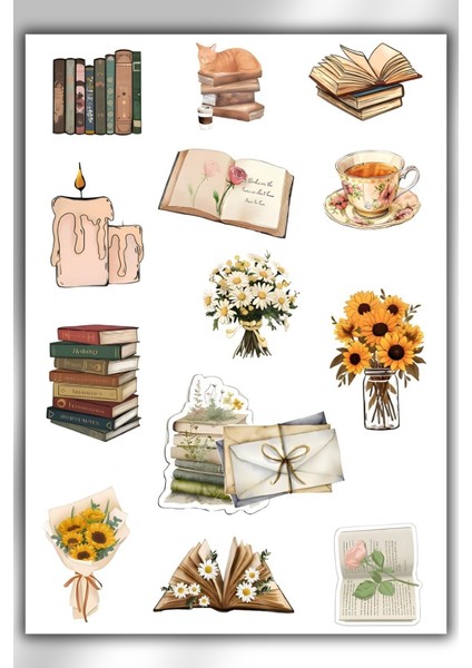5'li Vintage Temalı Planner Sticker Set-Çıkartma,ajanda,günlük modelleri