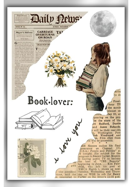 5'li Vintage Temalı Planner Sticker Set-Çıkartma,ajanda,günlük fırsatları