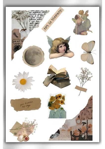 5'li Vintage Temalı Planner Sticker Set-Çıkartma,ajanda,günlük indirimleri