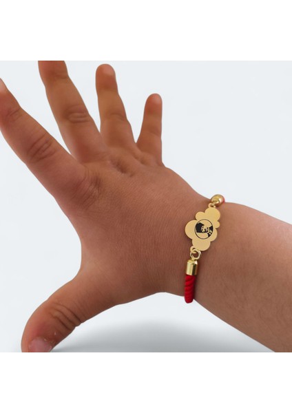 14 Ayar Plakalı Altın Ipek Örgülü Kız Çocuklara Özel Bulut Figürlü Sembol Bilekliği-406sembol-Kırmızı fırsatları