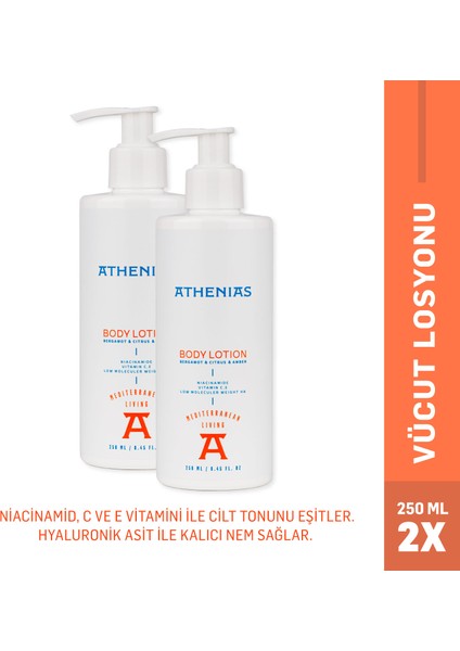 Niacinamide, E ve C Vitamini Içeren Vücut Losyonu 250 ml Uzun Süre Nem x 2 Adet