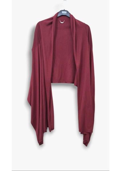 Silk Andcashmere S- M- L Uyumlu Bordo Triko Asimetrik Şal Hırka fiyatları