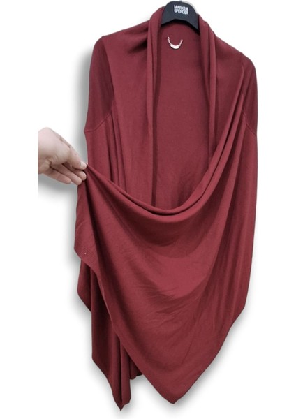 Silk Andcashmere S- M- L Uyumlu Bordo Triko Asimetrik Şal Hırka modelleri