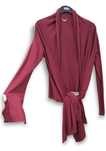 Silk Andcashmere S- M- L Uyumlu Bordo Triko Asimetrik Şal Hırka fırsatları