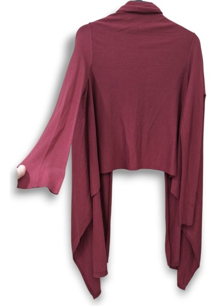 Silk Andcashmere S- M- L Uyumlu Bordo Triko Asimetrik Şal Hırka indirimleri