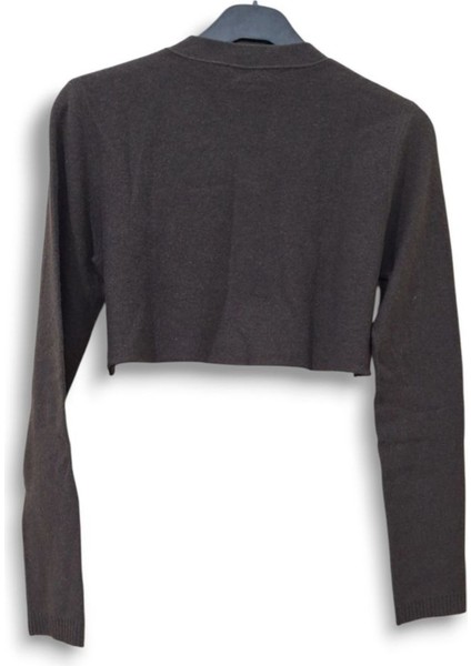 Kaşmir S-M Uzun Kollu Crop Mini Koyu Kahverengi Hırka indirimleri