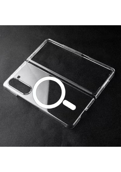 Samsung Galaxy Z Fold 5 Kılıf Magsafe Kılıf Özellikli Mıknatıslı Kılıf Şeffaf Silikon - Şeffaf fırsatları