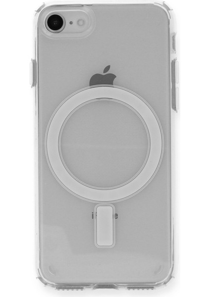 iPhone Se 2020 Kılıf Magsafe Kılıf Özellikli Mıknatıslı Kılıf Şeffaf Silikon - Şeffaf