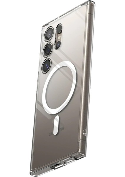 Samsung Galaxy S24 Ultra Kılıf Magsafe Kılıf Özellikli Mıknatıslı Kılıf Şeffaf Silikon - Şeffaf fiyatları