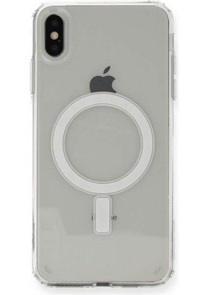 iPhone x Kılıf Magsafe Kılıf Özellikli Mıknatıslı Kılıf Şeffaf Silikon - Şeffaf