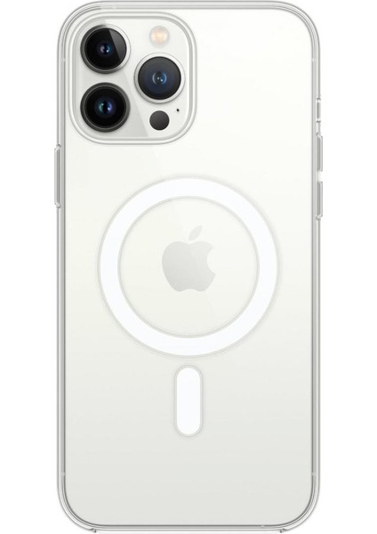 iPhone 13 Pro Max Kılıf Magsafe Kılıf Özellikli Mıknatıslı Kılıf Şeffaf Silikon - Şeffaf
