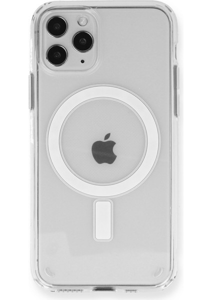 iPhone 12 Pro Kılıf Magsafe Kılıf Özellikli Mıknatıslı Kılıf Şeffaf Silikon - Şeffaf