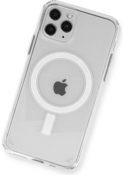 iPhone 12 Pro Kılıf Magsafe Kılıf Özellikli Mıknatıslı Kılıf Şeffaf Silikon - Şeffaf