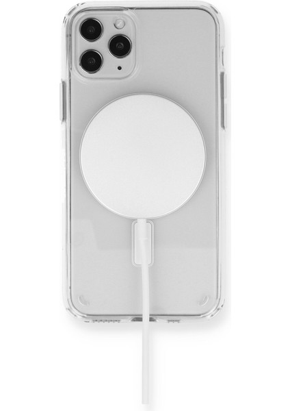 iPhone 12 Pro Kılıf Magsafe Kılıf Özellikli Mıknatıslı Kılıf Şeffaf Silikon - Şeffaf