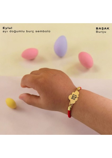 14 Ayar Plakalı Altın Kız Çocuklar İçin Bulut Figürlü Ipek Örgülü Doğum Ayına Özel Bileklik-406Ay-Kırmızı modelleri