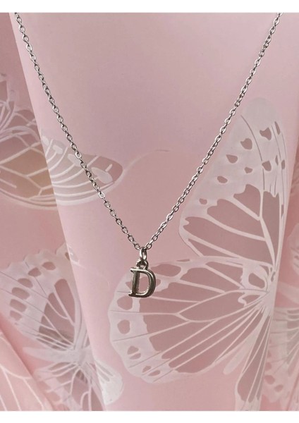 D Harfli Çelik Kararmaz 316L Zarif Kolye