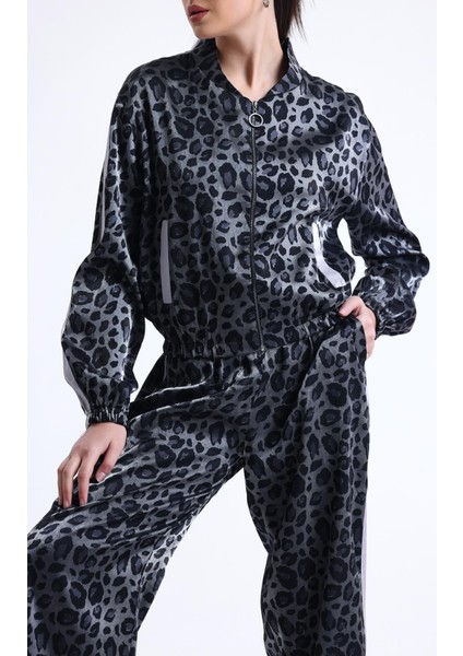 Leopar Desenli Bumber Ceket Pantolon Ikili Takım modelleri