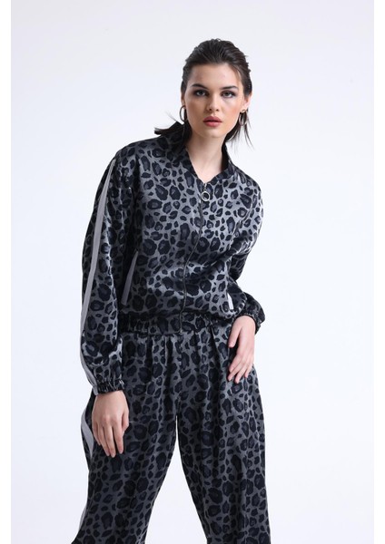 Leopar Desenli Bumber Ceket Pantolon Ikili Takım fırsatları