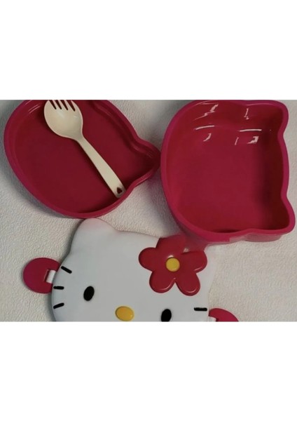 Hello Kitty Figürlü Beslenme Kabı Iki Bölmeli Pembe