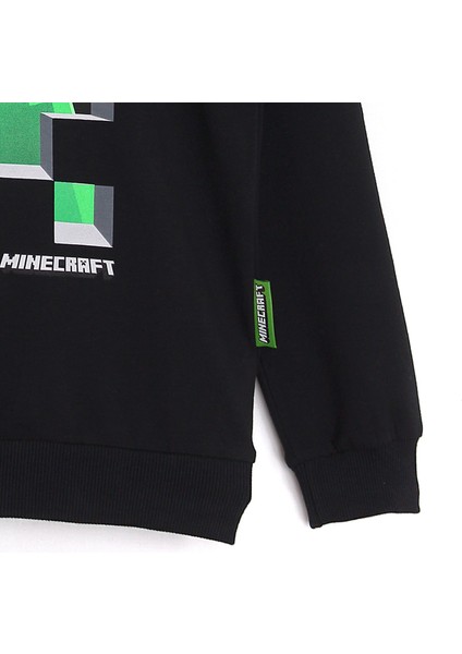 Minecraft Baskılı Uzun Kollu Kapüşonlu Erkek Çocuk Hoodie Sweatshirt Siyah 001-0002043 fırsatları
