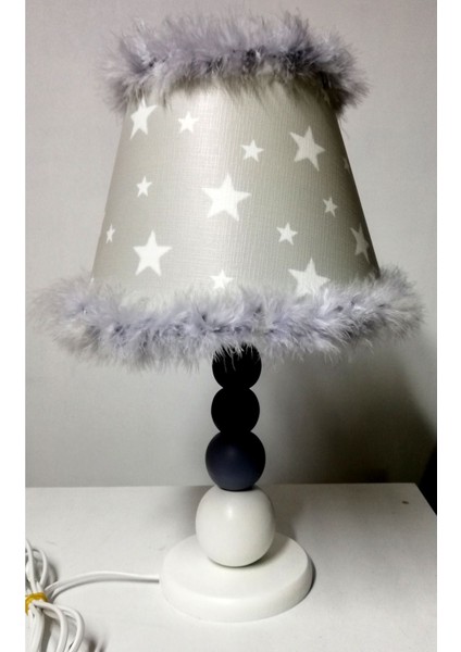 Gri Beyaz Siyah Ahşap Yatak Odası Abajuru fiyatları