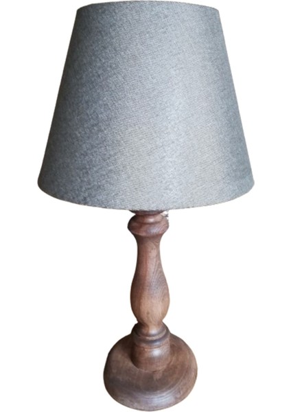 Ceviz Ahşap Ayaklı Abajur 3 Renk Seçenekli