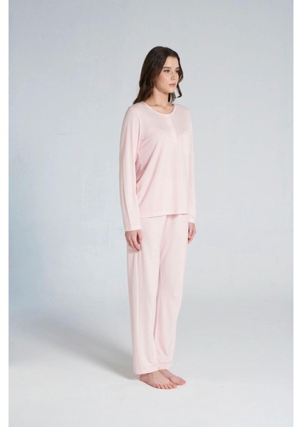 1703 Kadın Patlı Uzun Kollu Pijama Takım modelleri