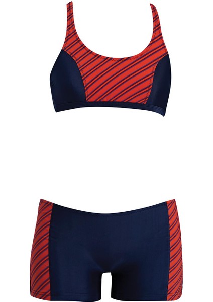 24161-1 Kız Çocuk Desenli Freeset Şortlu Bikini
