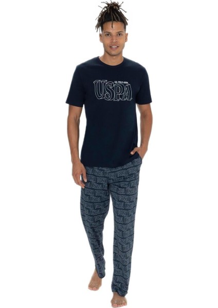 18903 Erkek Bisiklet Yaka Kısa Kol 3'lü Şortlu-Uzun Pijama Takım