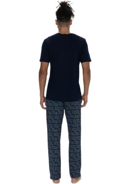 18903 Erkek Bisiklet Yaka Kısa Kol 3'lü Şortlu-Uzun Pijama Takım modelleri