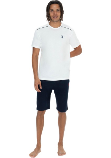 18905 Erkek Bisiklet Yaka Kısa Kol Şortlu 3'lü Pijama Takım