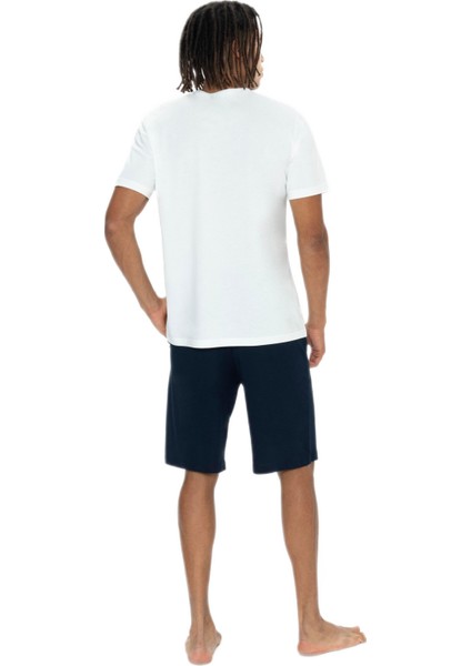 18905 Erkek Bisiklet Yaka Kısa Kol Şortlu 3'lü Pijama Takım
