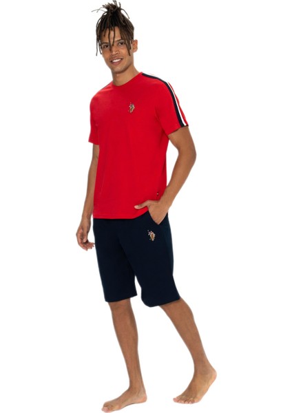 18868 Erkek Kırmızı Bisiklet Yaka Şortlu Pijama Takım modelleri