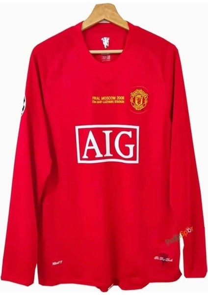 Cristiano Ronaldo Manchester Unıted 2008 Moscow Ligi Uzun Kol Kırmızı Yetişkin T-Shrt
