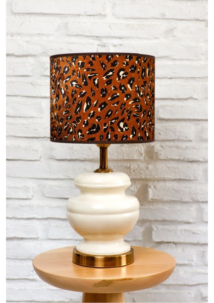 Leoparlı Krem Modern Abajur