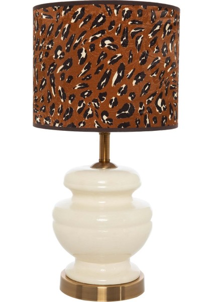 Leoparlı Krem Modern Abajur