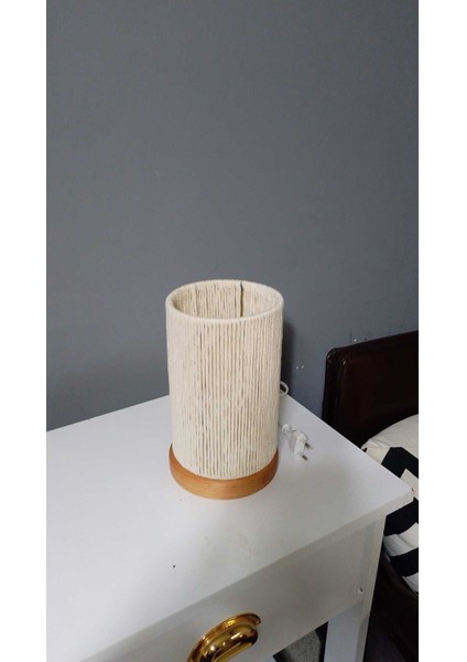 Ahşap Ayak Makrome Abajur Makrome Masa Lambası Makrome Şapka modelleri