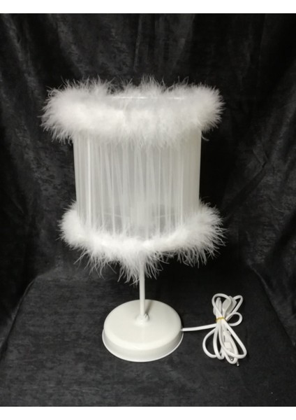 Beyaz Tüylü Çocuk Odası Yatak Odası Abajuru