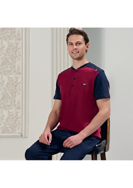 Over Sleep 1713 Erkek Kısa Kol Uzun Alt Yazlık Pijama Takım