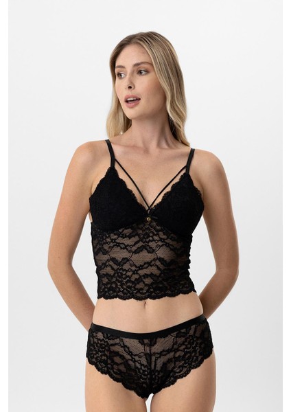 Lingerie Kadın Balensiz Dantelli Pedli Sütyen Takımı