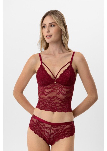 Lingerie Kadın Balensiz Dantelli Pedli Sütyen Takımı