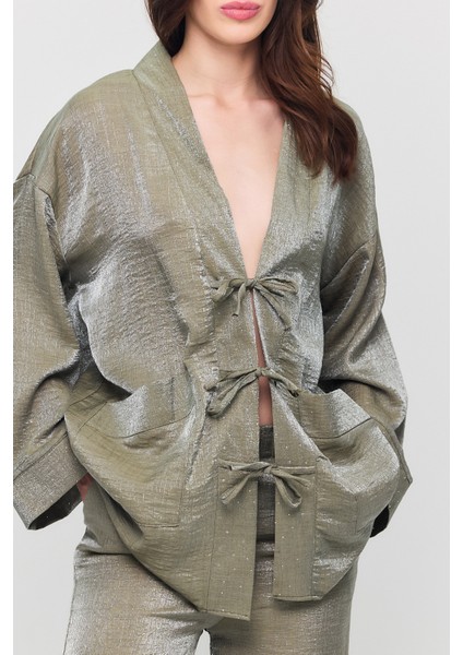 Taş Işleme Detaylı Kimono Pantolon Takım