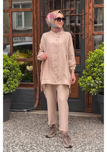 Nurcan Çetin Pantolonlu Takım 25441 Bej