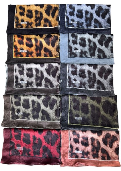 Leopar Desen Bambu Kraş Şal Lacivert Renk