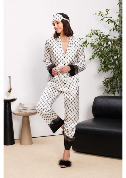 1300 Kadın Biyeli Saten Pijama Takımı